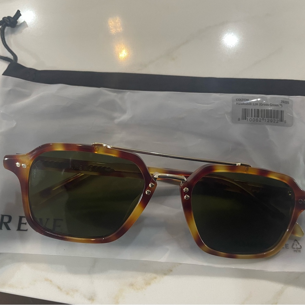 NWT KREWE Colton Acetate Aviator Sunglasses